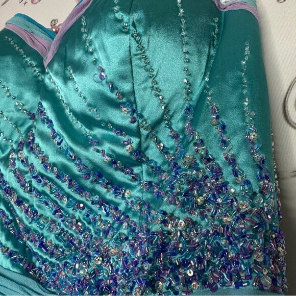 Alyce designs dress gown fairy beaded embroidered ruffle frills mermaid 🧜‍♀️ - Picture 5 of 16